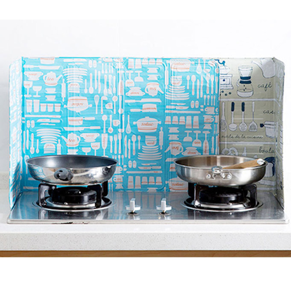 Kitchen Gadgets Useful - แผ่นกันน้ำมันกระเด็นอะลูมิเนียมฟอยล์ 84x39 ซม. ไม่ติดกระทะ เช็ดทำความสะอาดง่าย อุปกรณ์ครัว