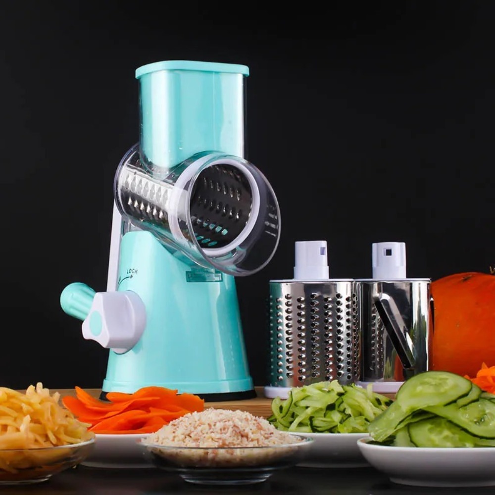 Cheese Grater Box - เครื่องหั่นอาหารแบบหมุน3ฟังก์ชันใน1เครื่องขูดชีสเครื่องตัดเครื่องปอกผักผลไม้