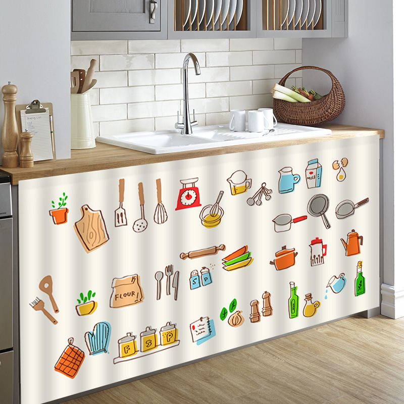 Kitchen Room Gadgets - VIKAMA อุปกรณ์ครัวลายการ์ตูน ผ้าคลุมกันฝุ่นแบบติดตั้งง่าย ไม่ต้องเจาะ สำหรับเคาน์เตอร์ อ่างล้างจาน