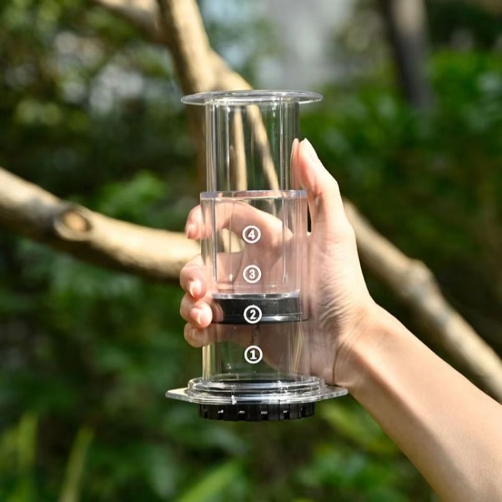 French Press Coffee Maker - กาต้มกาแฟแบบพกพาสไตล์ฝรั่งเศส กันลื่น หม้อกาแฟแบบกด โปร่งใส น้ำหนักเบา เครื่องชงกาแฟแบบเทมือ