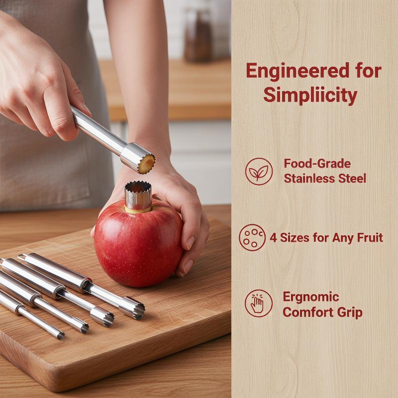Kitchen Gadgets Kitchen - ที่คว้านเมล็ดผลไม้ 4 ชิ้น อุปกรณ์ครัว สแตนเลส เครื่องมือทำครัว