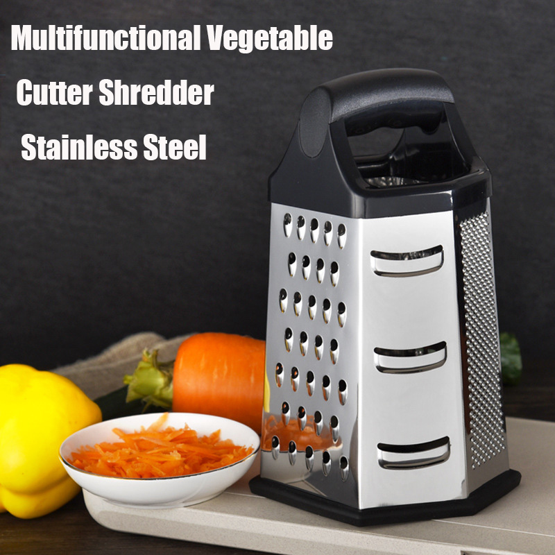 Cheese Grater Box - Professional กล่องขูดสแตนเลส 6 ด้านอเนกประสงค์เครื่องตัดผัก Shredder คู่มือเครื่องตัดชีสเครื่องมือห้องครัว