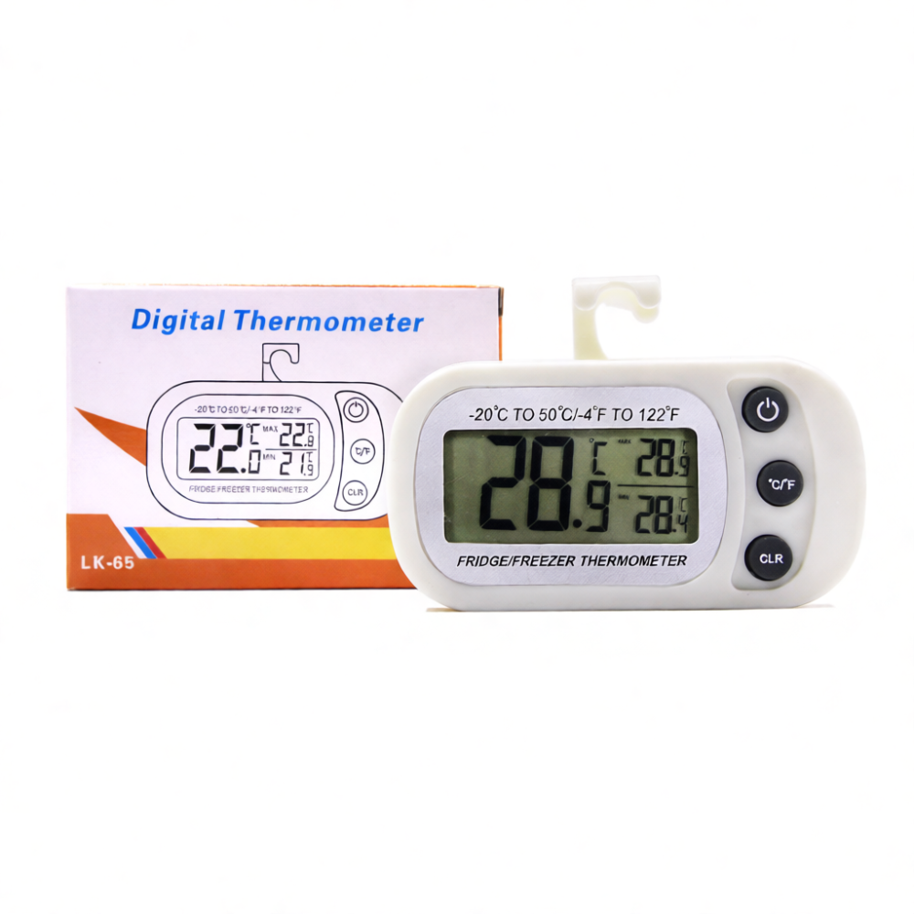 Kitchen Room Gadgets - เทอร์โมมิเตอร์ตู้เย็นแบบดิจิตอล หน้าจอ LCD แบบแขวน สำหรับวัดอุณหภูมิห้องแช่แข็ง อุปกรณ์วัดอุณหภูมิที่แม่นยำสำหรับห้องครัว