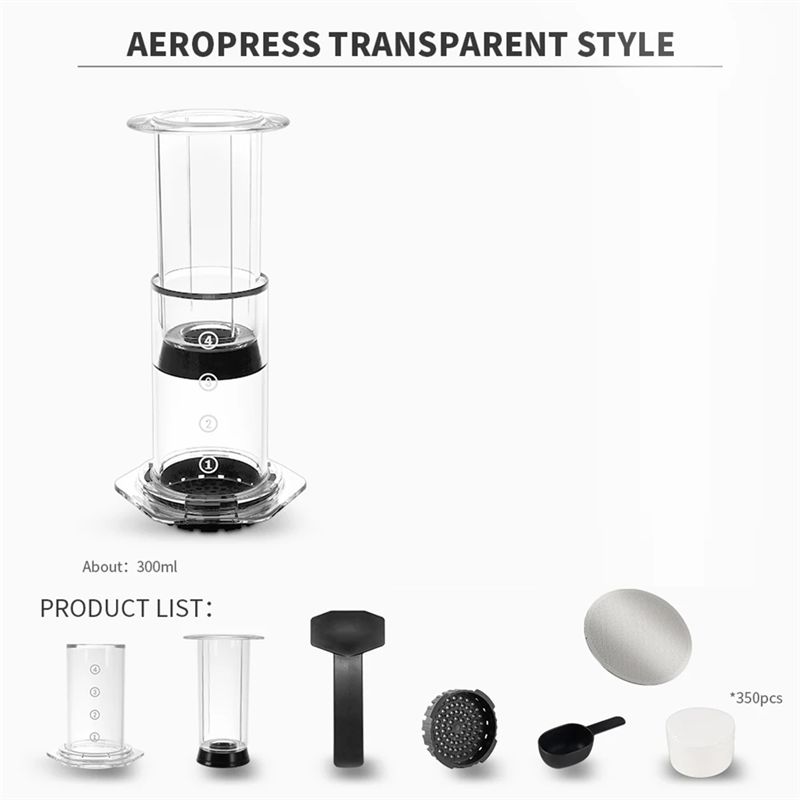 French Press Coffee Maker - A36T-เครื่องชงกาแฟเฟรนช์เพรสแบบพกพา หม้อกาแฟเอสเพรสโซแบบใส เครื่องชงกาแฟแบบกดอากาศ พร้อมตัวกรองสำหรับ Aero Press