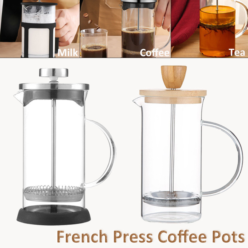 French Press Coffee Maker - 350-1000ml กาแฟกดฝรั่งเศสหม้อแก้วสแตนเลสเครื่องชงกาแฟแก้ว Borosilicate ทนความร้อนกาแฟหม้อ Percolator