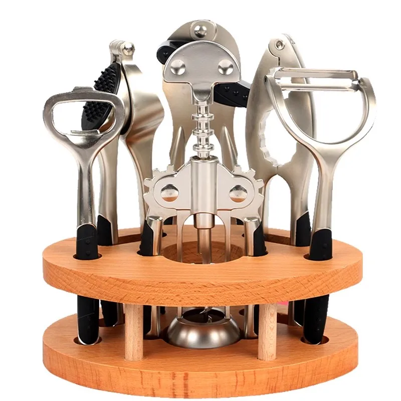 Kitchen Gadgets Jar Openers - 7 ชิ้นโลหะผสมสังกะสี Gadgets ครัวชุดขวดไวน์ Jar Openers