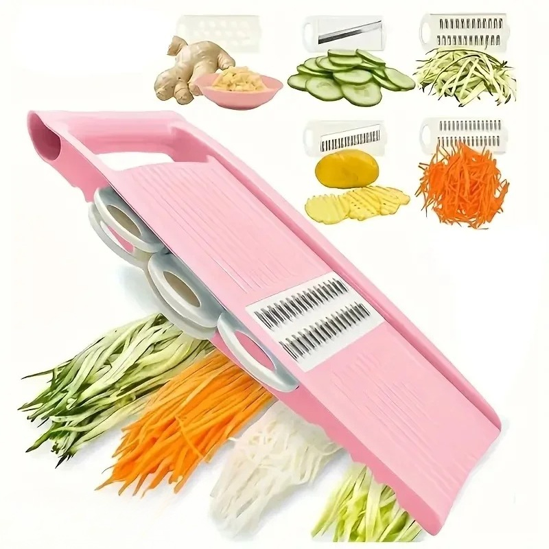 Mandoline Slicer - เครื่องหั่นมันฝรั่งแบบแมนโดลีนสำหรับครัว 5-in-1 เครื่องหั่นอาหารแบบแมนโดลีน, เครื่องขูดมันฝรั่ง/ชีส/ผัก/แครอท/แตงกวา