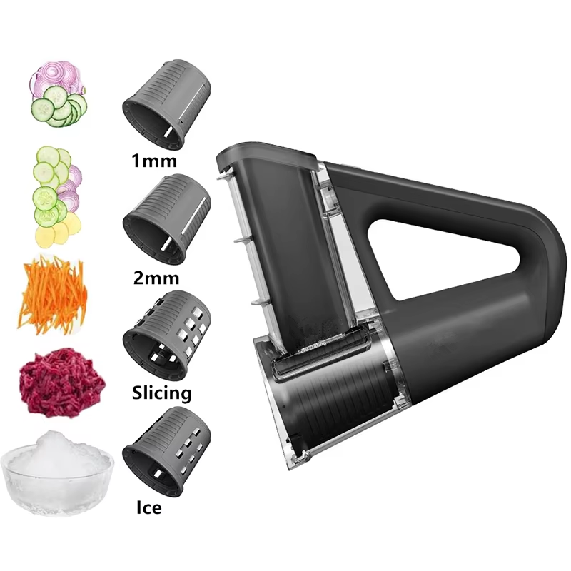 Cheese Grater Box - LMETJMA ไฟฟ้าเครื่องขูดชีสแบบพกพาเครื่องทําสลัด 4 รูปร่างใบมีด 40W ไฟฟ้าเครื่องตัดโรตารี่