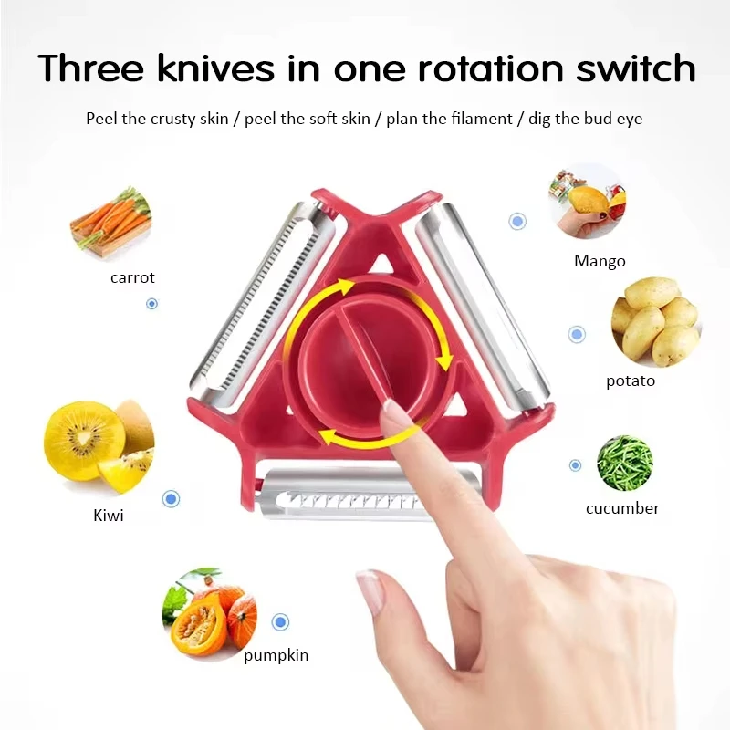 Kitchen Gadgets Peeler - ชุดเครื่องมือปอกผัก 3 ชิ้น พร้อมที่ขูด ที่หั่น และที่ซอย