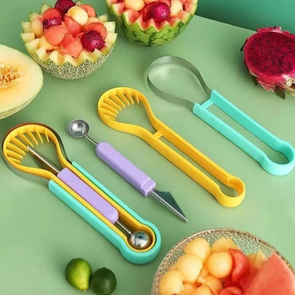 Kitchen Gadgets Peeler - ที่ตักเมลอน 3 in 1 แบบสองหัว สีสันสดใส