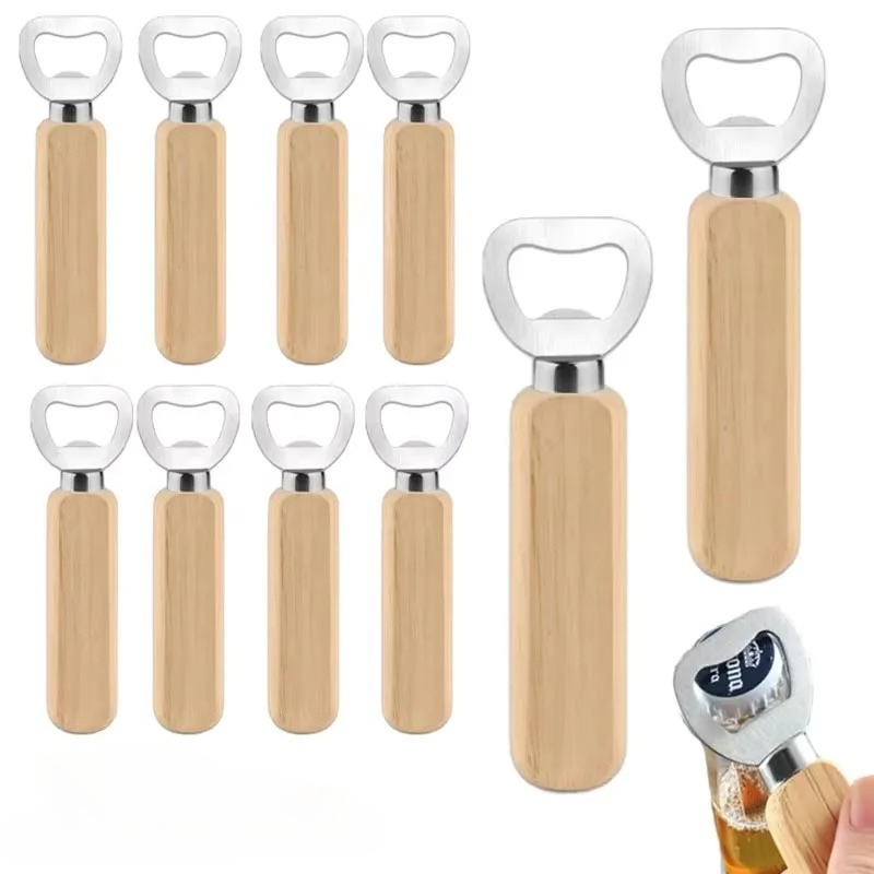 Kitchen Gadgets Home Party - ที่เปิดขวดสแตนเลสแบบไม้ สำหรับใช้ในบ้าน ครัว บาร์ ร้านอาหาร งานปาร์ตี้