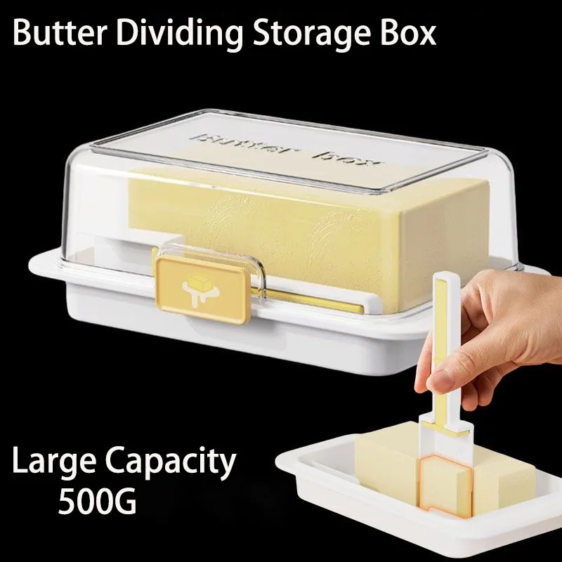 Kitchen Gadgets Built In - กล่องใส่เนยแบบสุญญากาศพร้อมที่ตัดในตัว กล่องเก็บเนยและชีสพร้อมฝาปิด ภาชนะใส่เนยสำหรับตู้เย็น อุปกรณ์ครัว