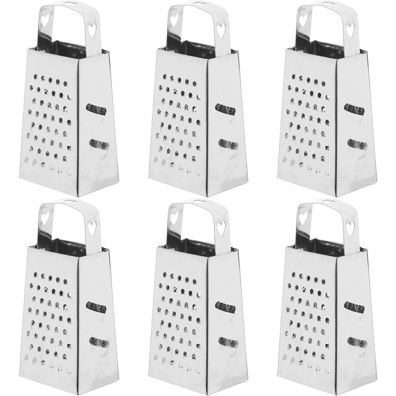 Cheese Grater Box - ที่ขูดชีสสแตนเลสขนาดเล็ก 6 ชิ้น อุปกรณ์ครัวสี่ด้าน สำหรับขูดละเอียด ขูดหยาบ