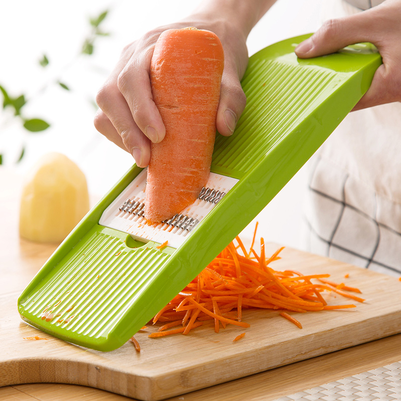 Mandoline Slicer - เครื่องหั่นแมนโดลีนเครื่องตัดผักสแตนเลสมี3ใบมีดเครื่องหั่นจูเลียนสำหรับมันฝรั่งและแครอท