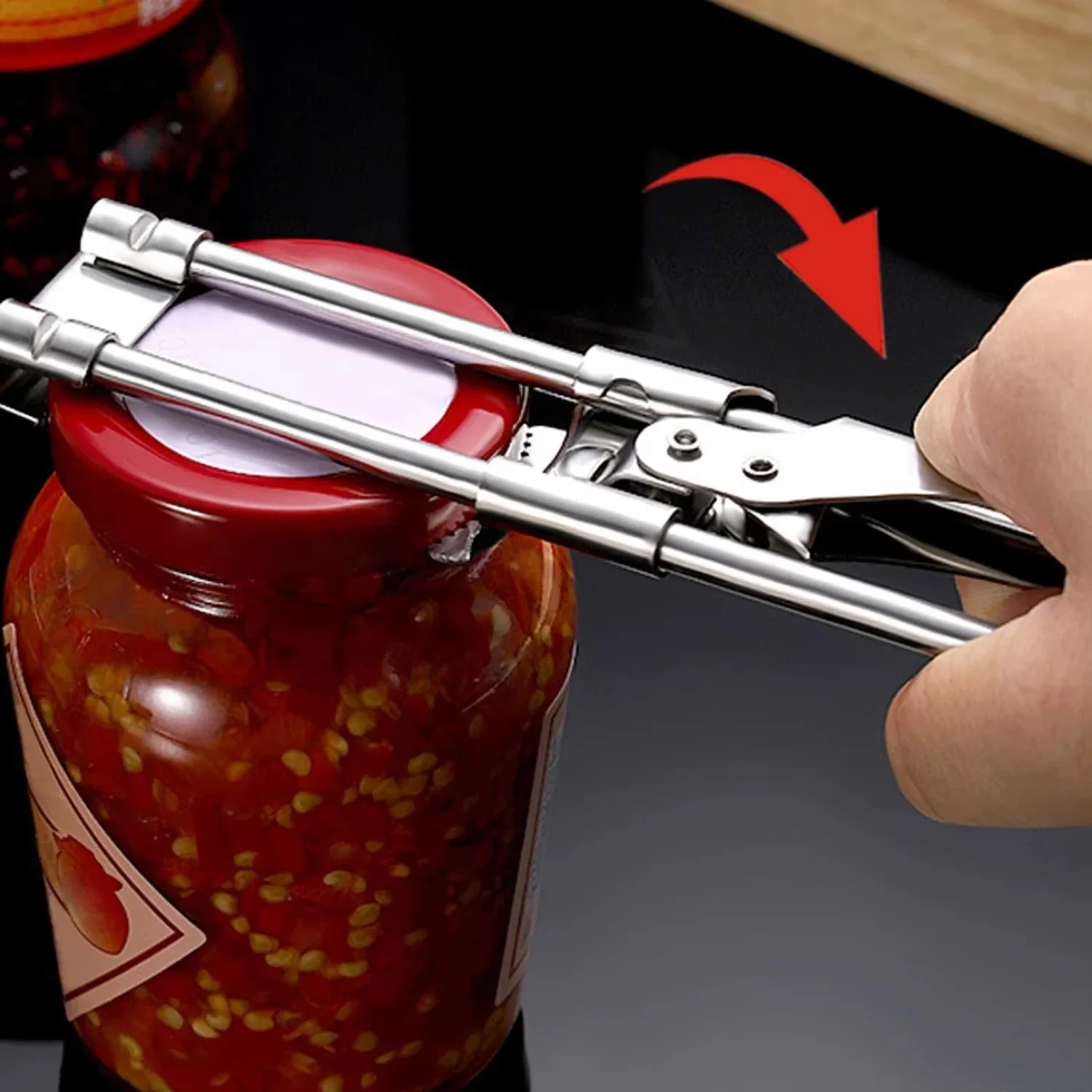 Kitchen Gadgets Jar Openers - ปรับสแตนเลสลื่น Multi-Functional Jar & ที่เปิดขวด ERGONOMIC