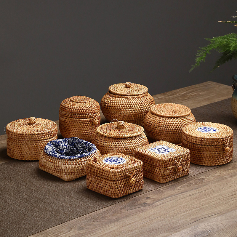 หวายทอมือกล่องเก็บฝาปิด Candy  - Kitchen Gadgets In Japan บทวิจารณ์และราคา