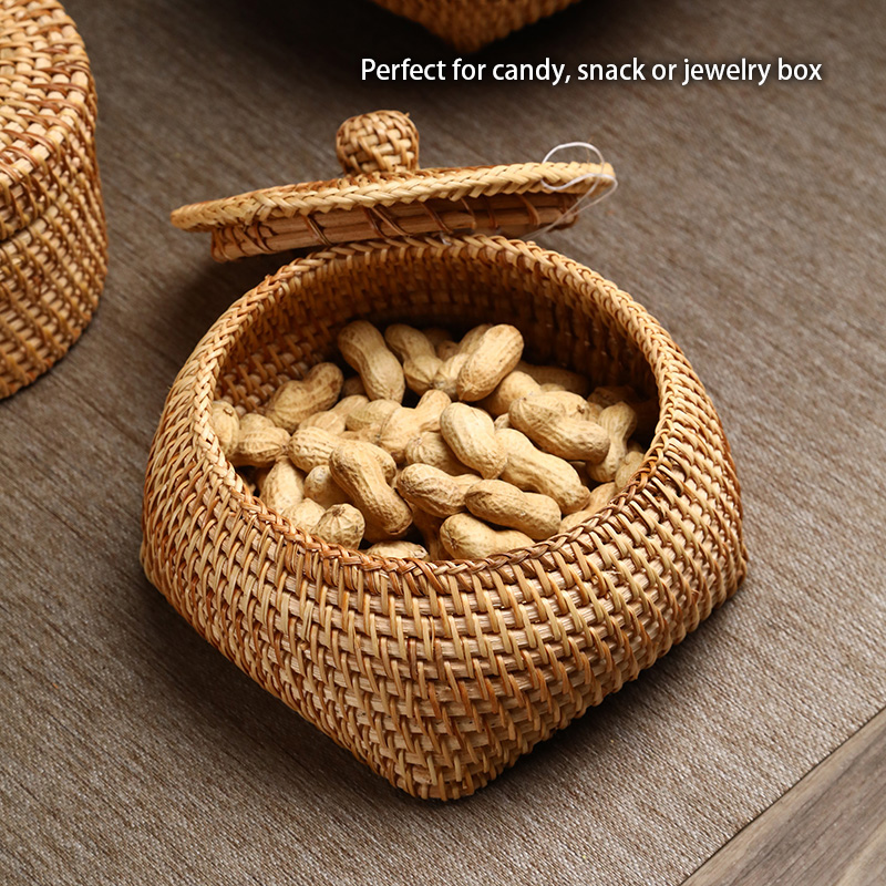หวายทอมือกล่องเก็บฝาปิด Candy  - Kitchen Gadgets In Japan บทวิจารณ์และราคา
