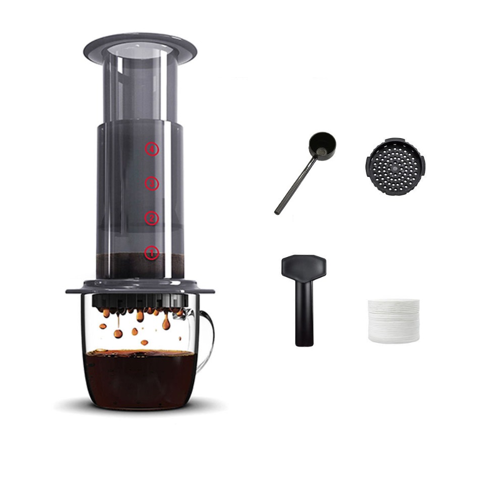 แบ่งปันหม้อกาต้มน้ํากาแฟแบบพกพ - French Press Coffee Maker บทวิจารณ์และราคา