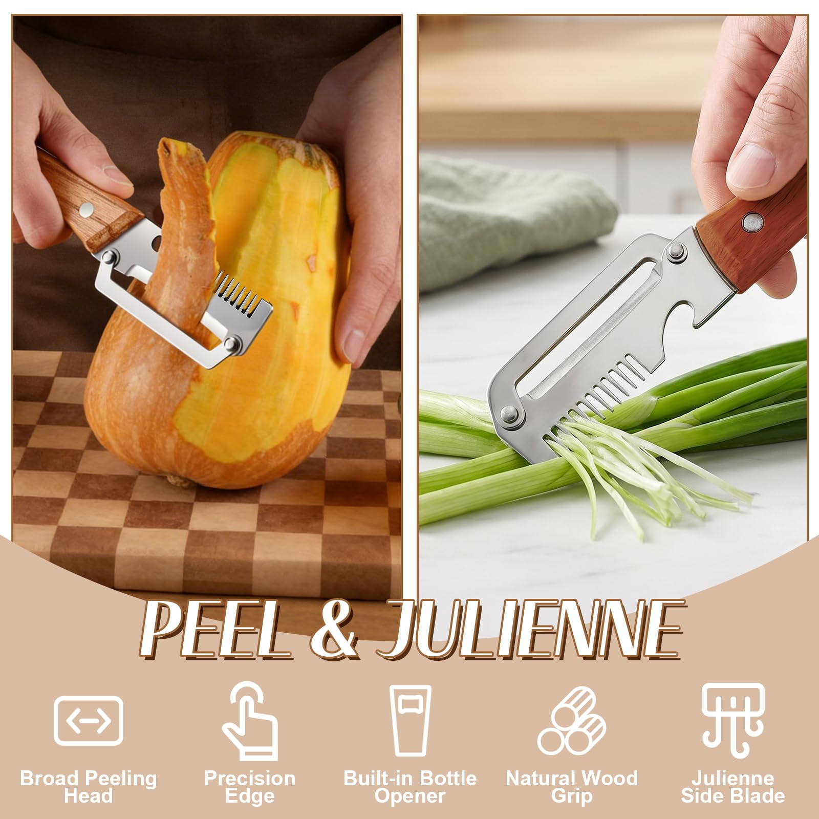 ที่ปอกผัก 3-in-1 พร้อมด้ามไม้แ - Kitchen Gadgets Peeler บทวิจารณ์และราคา