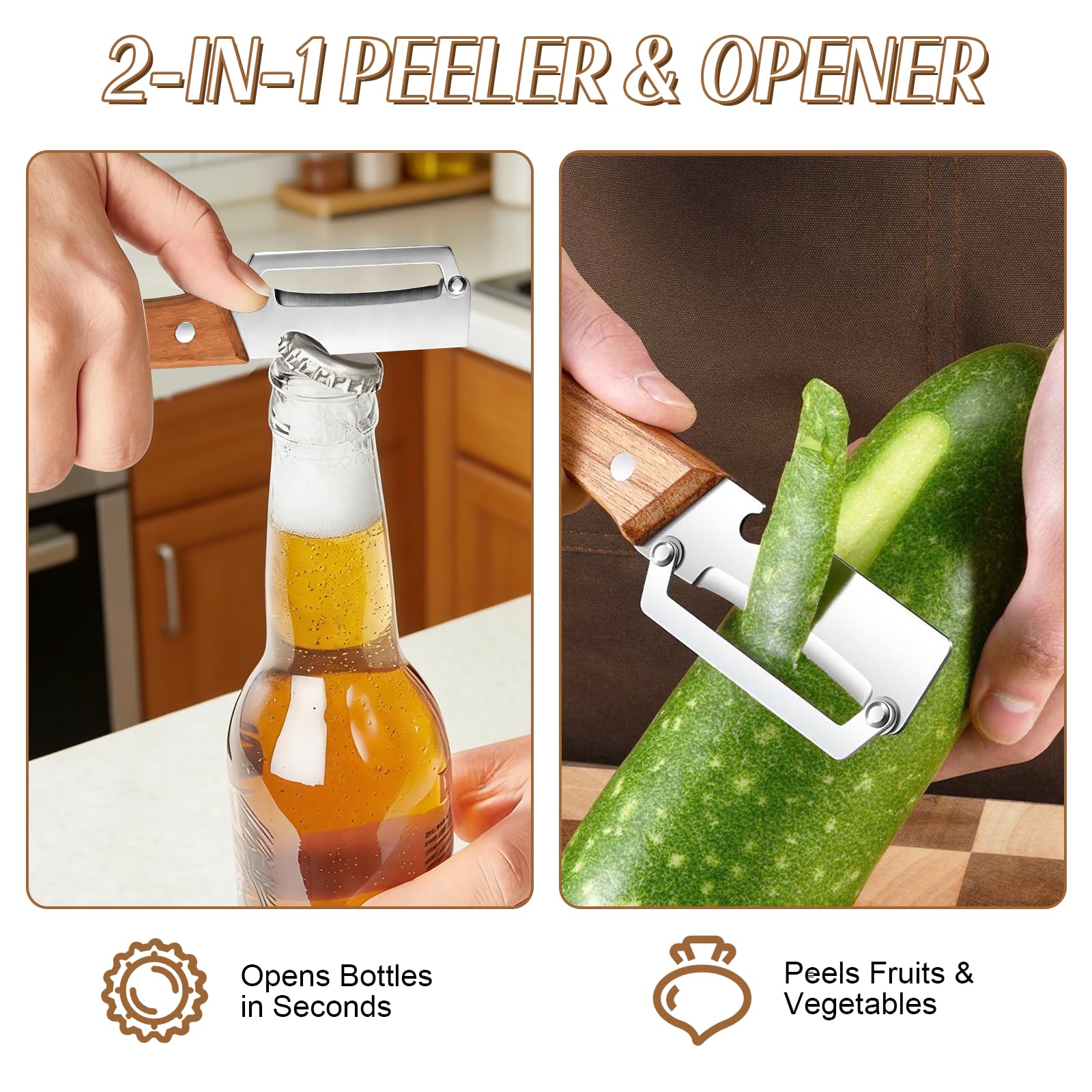 ที่ปอกผัก 3-in-1 พร้อมด้ามไม้แ - Kitchen Gadgets Peeler บทวิจารณ์และราคา