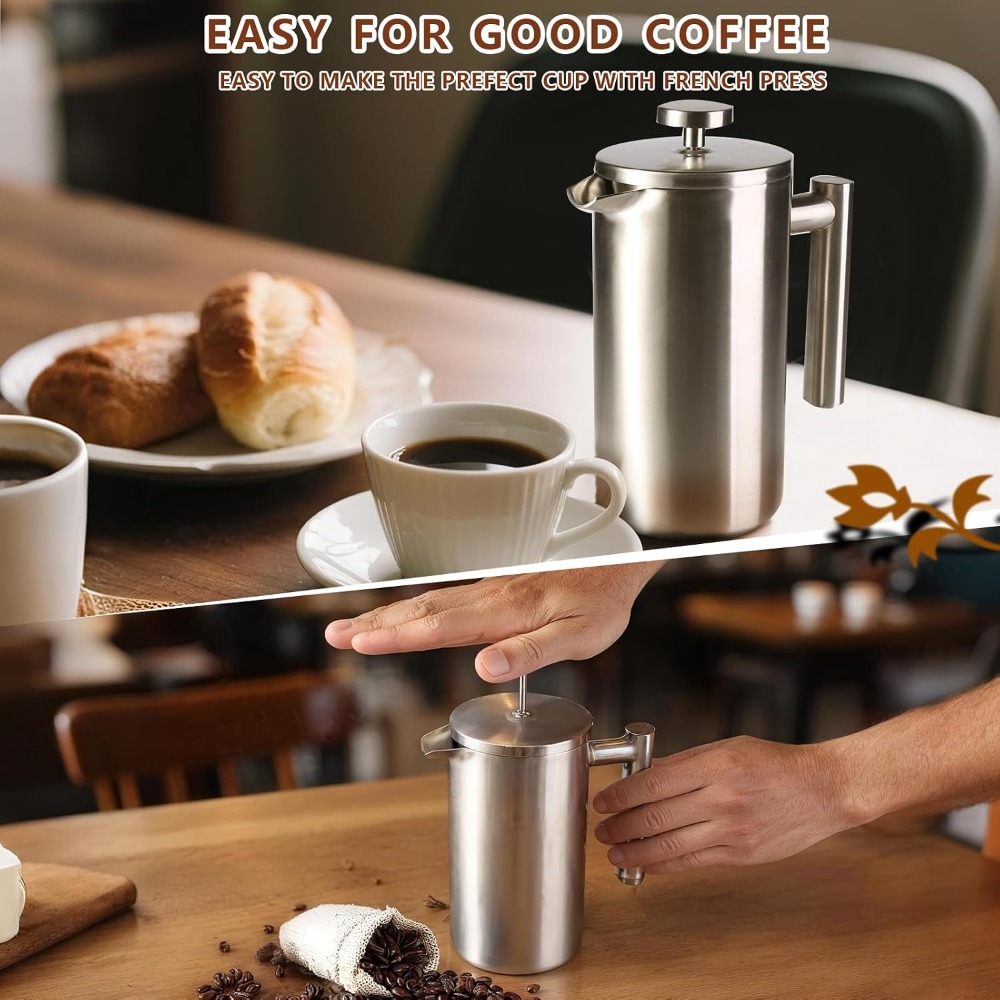 เครื่องชงกาแฟเฟรนช์เพรส สแตนเล - French Press Coffee Maker บทวิจารณ์และราคา