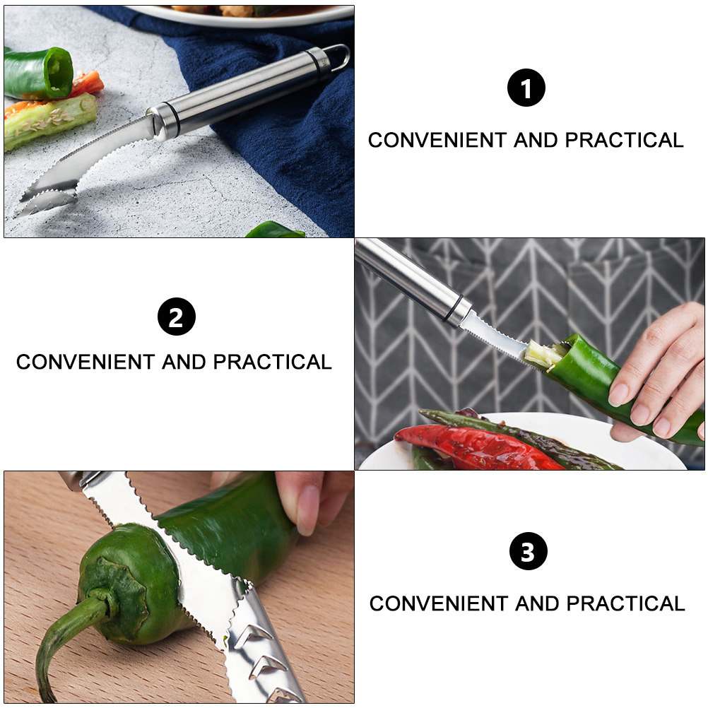 ที่คว้านเมล็ดพริกสแตนเลส 2 ชิ้ - Kitchen Gadgets Kitchen บทวิจารณ์และราคา