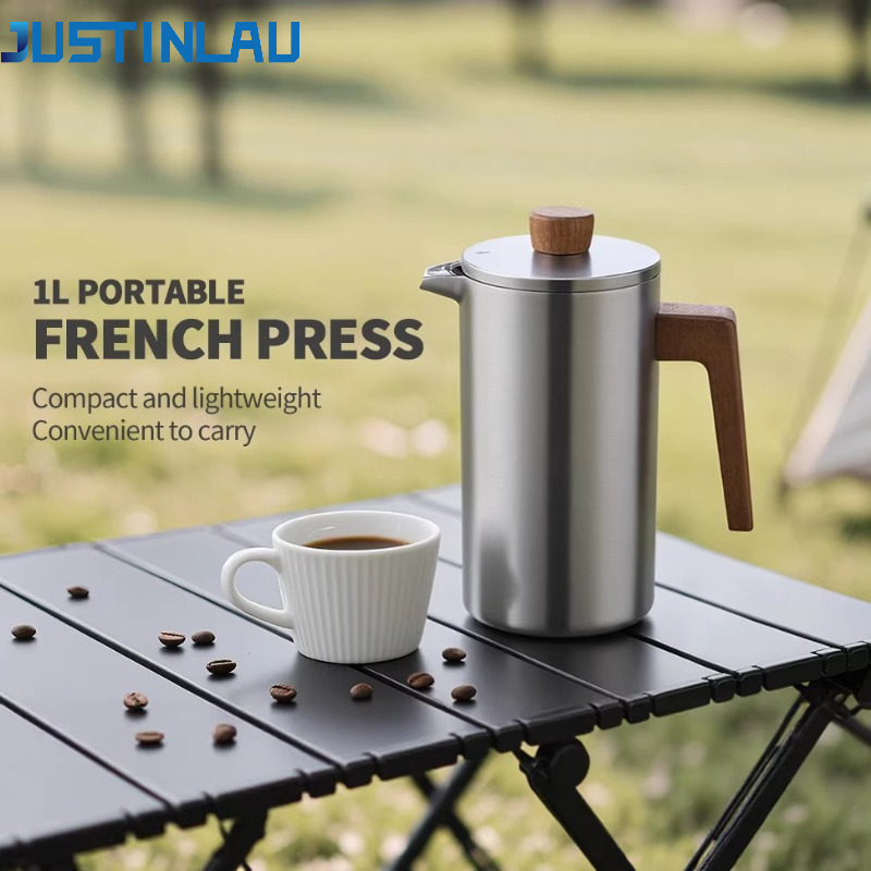 หม้อเฟรนช์เพรสสแตนเลส JUSTINLA - French Press Coffee Maker บทวิจารณ์และราคา