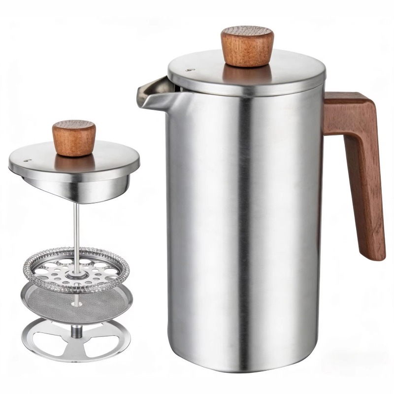 หม้อเฟรนช์เพรสสแตนเลส JUSTINLA - French Press Coffee Maker บทวิจารณ์และราคา