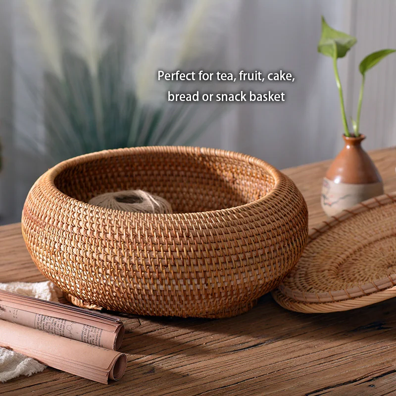 หวายทอมือกล่องเก็บฝาปิดชาอาหาร - Kitchen Gadgets In Japan บทวิจารณ์และราคา
