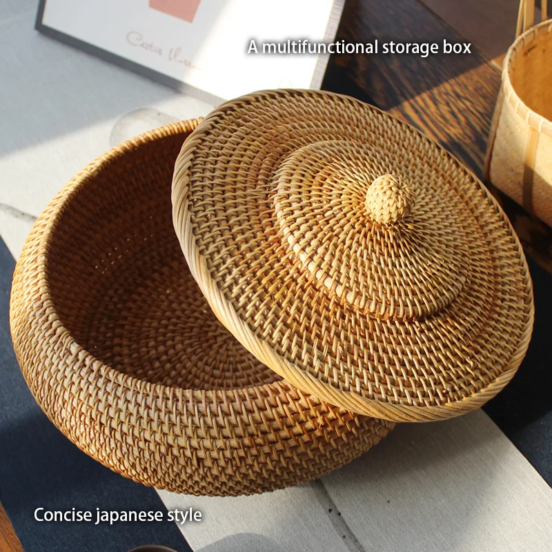 หวายทอมือกล่องเก็บฝาปิดชาอาหาร - Kitchen Gadgets In Japan บทวิจารณ์และราคา